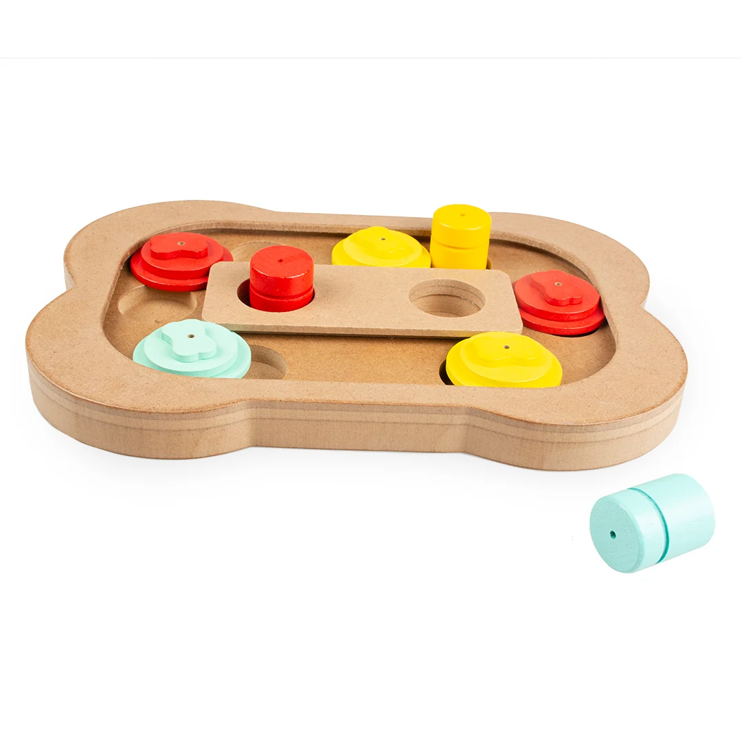 Duvoplus Slide n Snack Puzzle Knochen: Intelligenzspielzeug aus Holz – Bild 2